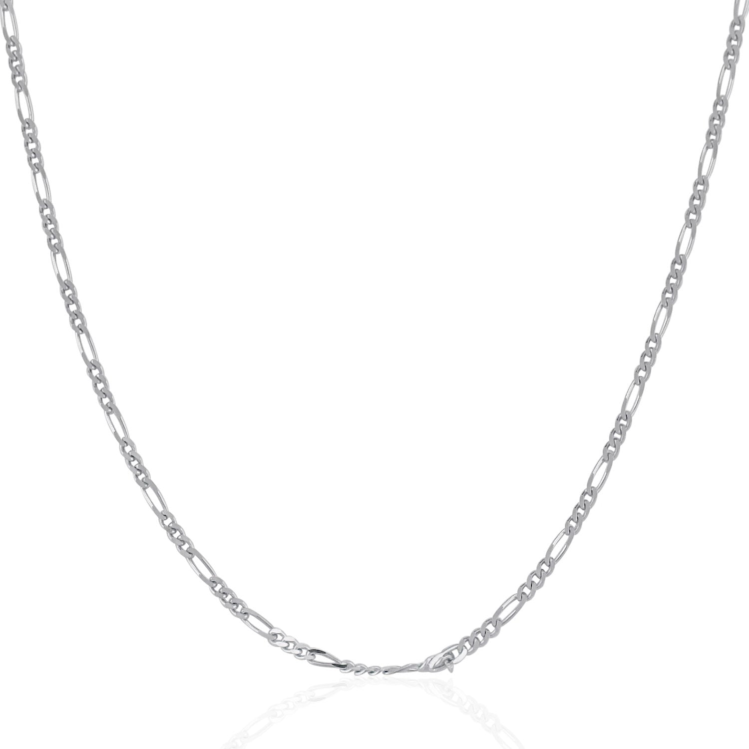 14k White Gold Solid Figaro Chain (1.90 mm) in a sleek high-contrast midnight luxury editorial style